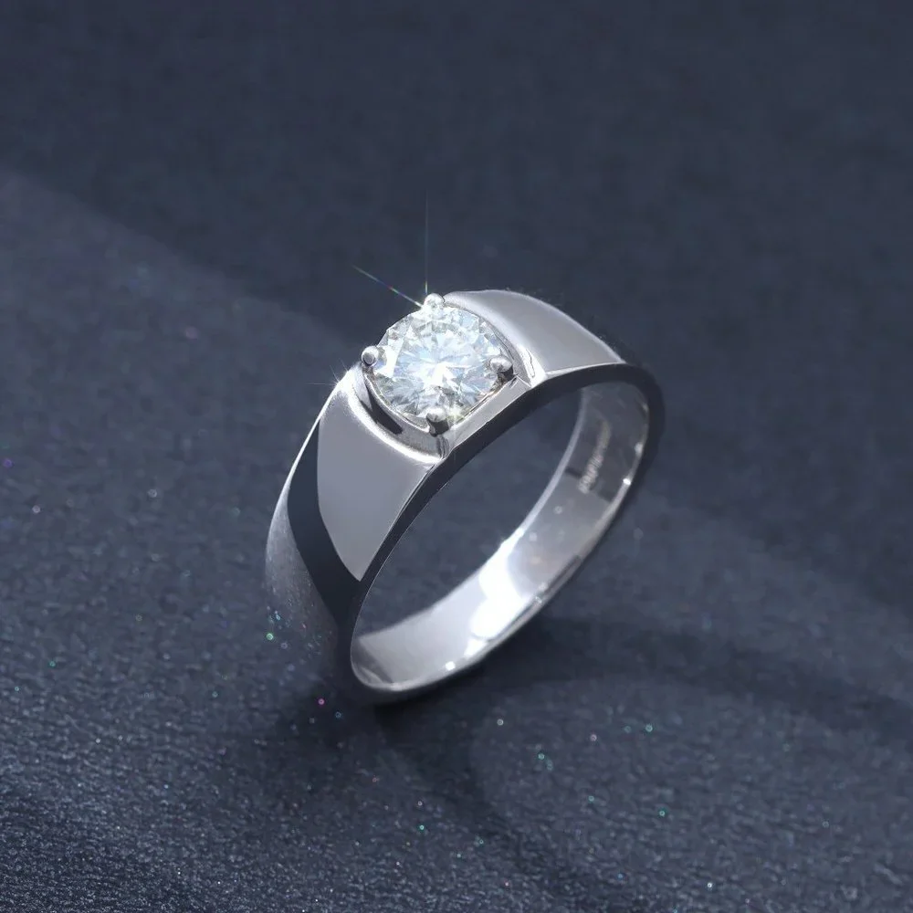 Certified 2ct. t.w. Moissanite Diamond Unisex Wedding Engagement Ring NEW